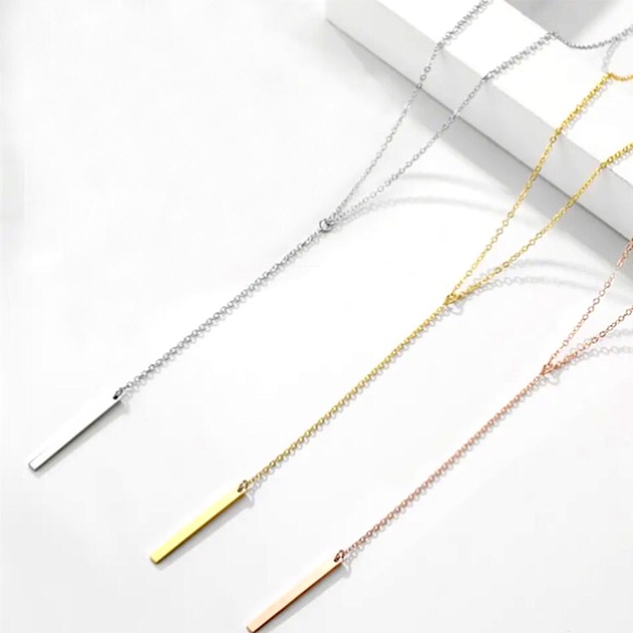 ⚜️𝟯𝟬%𝗢𝗙𝗙 𝗯𝘂𝗻𝗱𝗹𝗲𝘀 𝟯+⚜️ NEW Bar Drop Delicate Stainless Steel Necklace - Picture 3 of 15